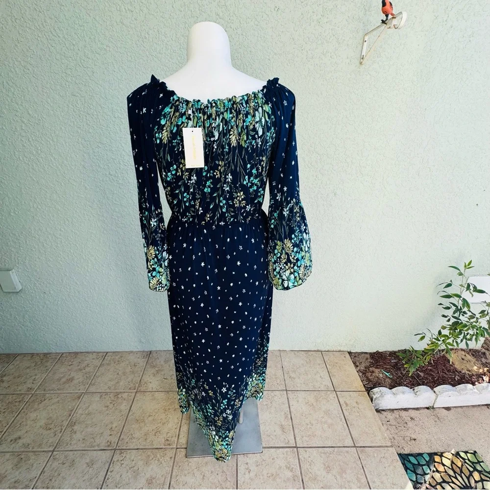NWT 7 Islands 3X whimsical mermaid blue green floral maxi dress boho plus size - Picture 6 of 12